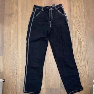 H&M Black Straight Leg Pants with White Stitching